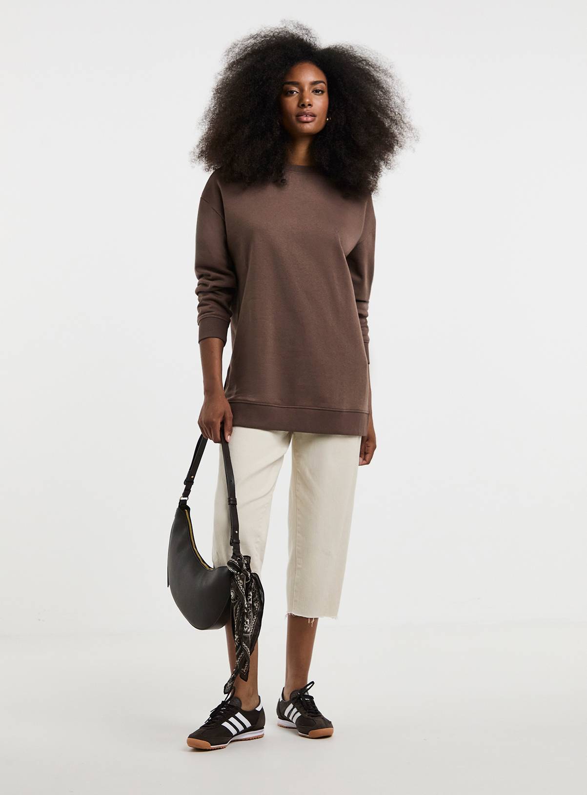 SIMPLY BE Side Split Sweatshirt Tunic Brown 20 - Image 3